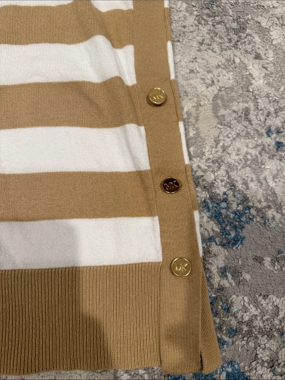 Michael kors Striped Sleeveless Knit Top in Camel and White